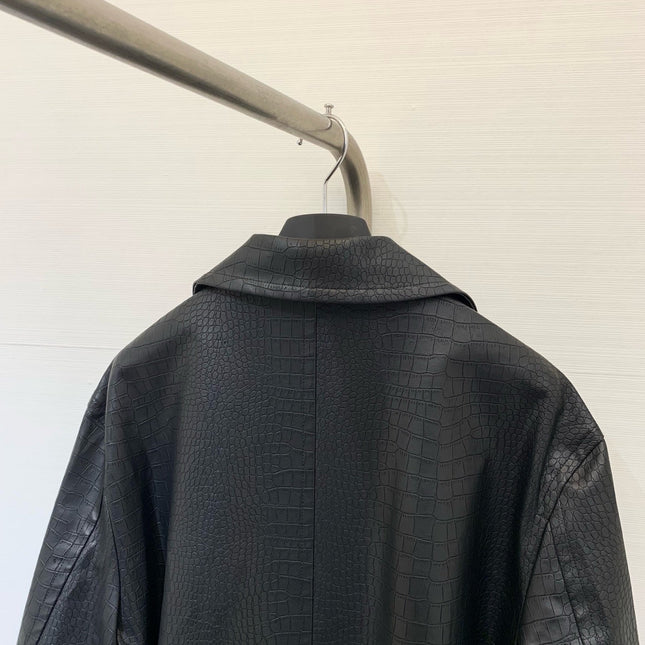 DIOR 25S LONG CROCODILE LEATHER COAT 665