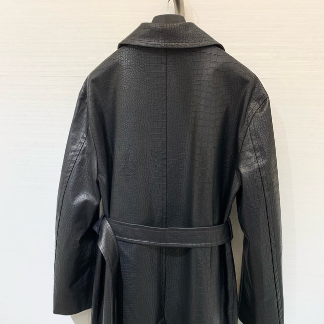 DIOR 25S LONG CROCODILE LEATHER COAT 665
