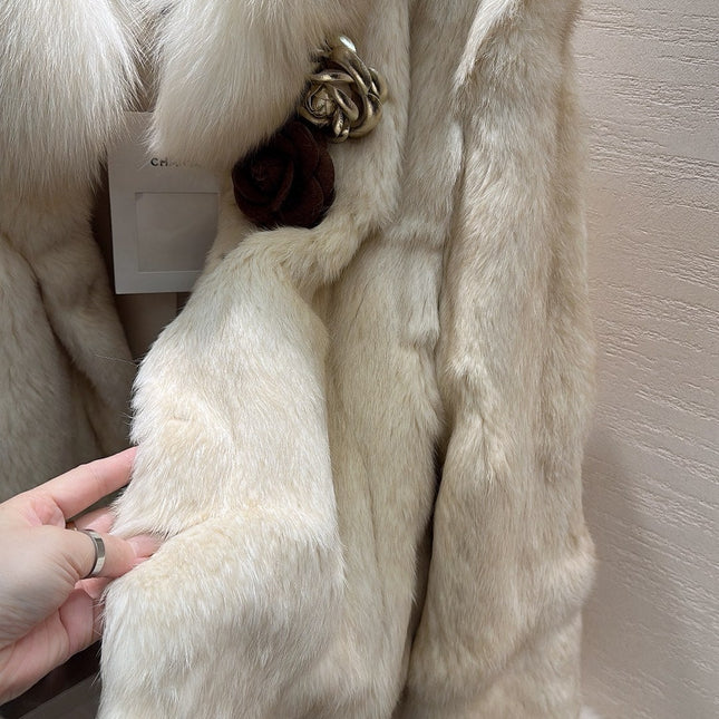CHANEL 25S SNOW RABBIT FUR COAT 497