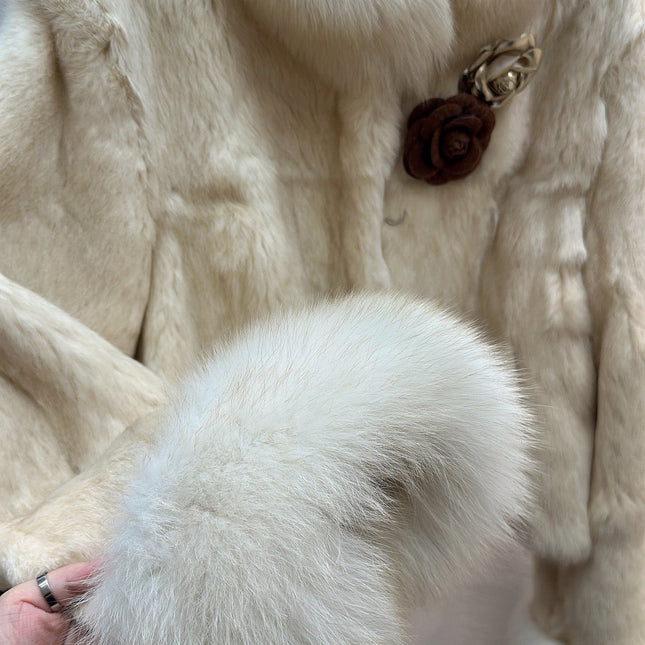 CHANEL 25S SNOW RABBIT FUR COAT 497