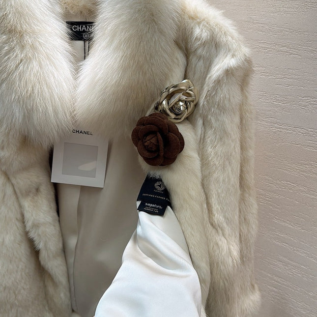 CHANEL 25S SNOW RABBIT FUR COAT 497