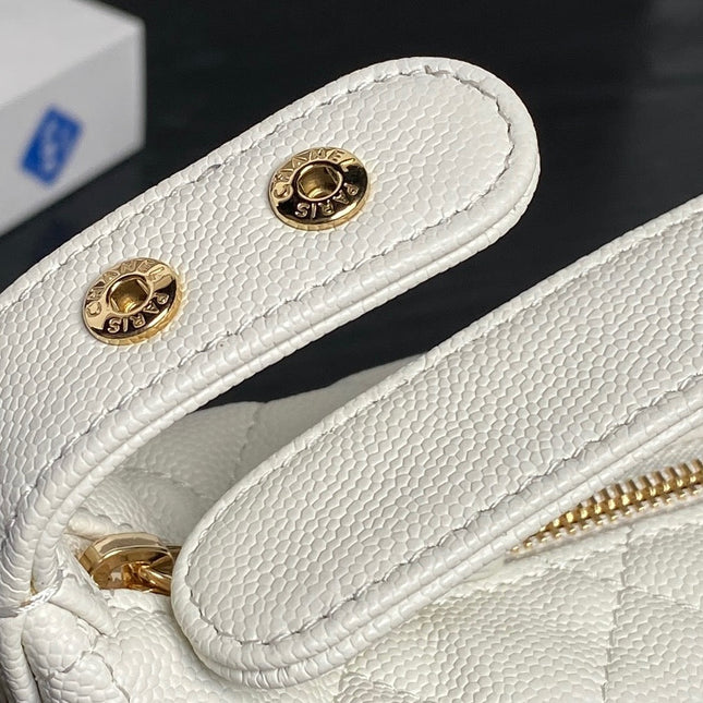 CHANEL 25S HOBO BAG 22 IN WHITE CAVIAR LEATHER