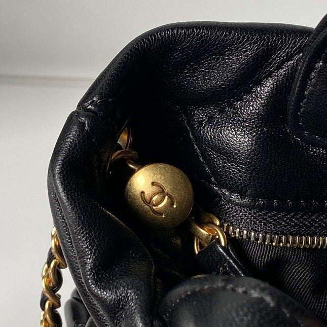 CHANEL 25S BOW BAG 26 IN BLACK LAMBSKIN WITH GOLD HARDWARE