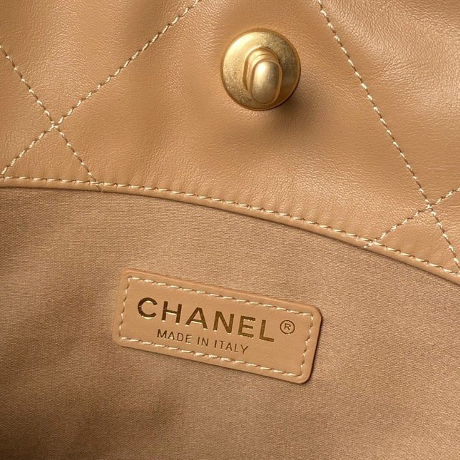 CHANEL 25S TOTE BAG 28 IN LIGHT BROWN CALFSKIN WITH GOLD HARDWARE