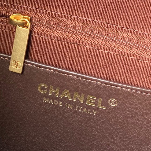 CHANEL 25S HOBO BAG 31 IN DARK BROWN SUEDE WITH GOLD HARDWARE