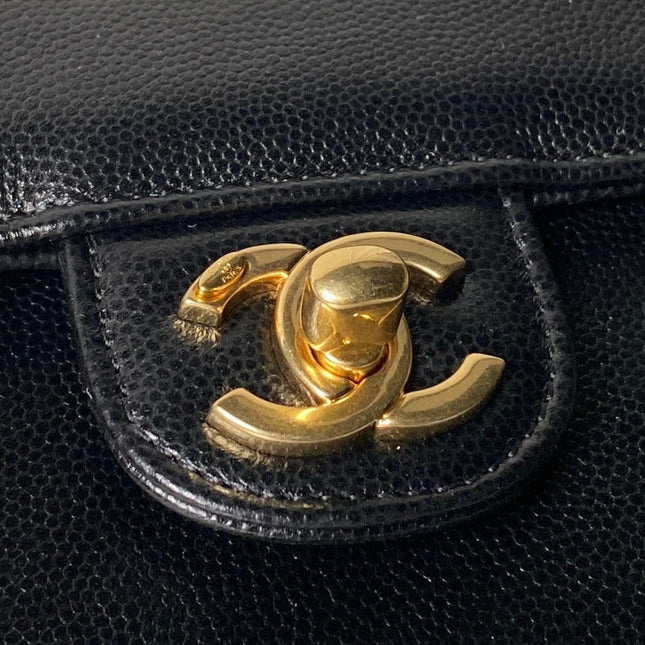 CHANEL 26S SMALL PREPPY COCO FLAP BAG 22 IN BLACK GRAINED CALFSKIN GOLD HARDWARE