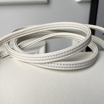 CHANEL 26S SMALL PREPPY COCO FLAP BAG 22 IN IVORY WHITE GRAINED CALFSKIN GOLD HARDWARE