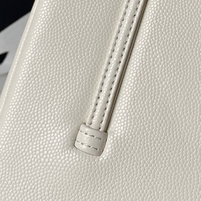 CHANEL 26S SMALL PREPPY COCO FLAP BAG 22 IN IVORY WHITE GRAINED CALFSKIN GOLD HARDWARE