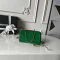 CHANEL 26S MINI TIMELESS CLASSIC BARREL BAG 19 IN GREEN CROCODILE-EMBOSSED PATENT CALFSKIN GOLD HARDWARE