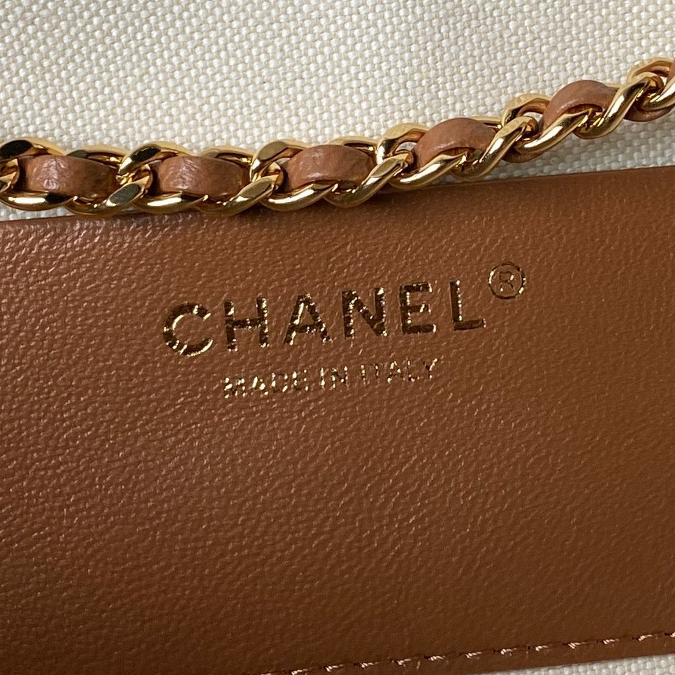 CHANEL 26S CHAIN CLUTCH BAG 32 IN CARAMEL BROWN QUILTED SUEDE GOLD HARDWARE