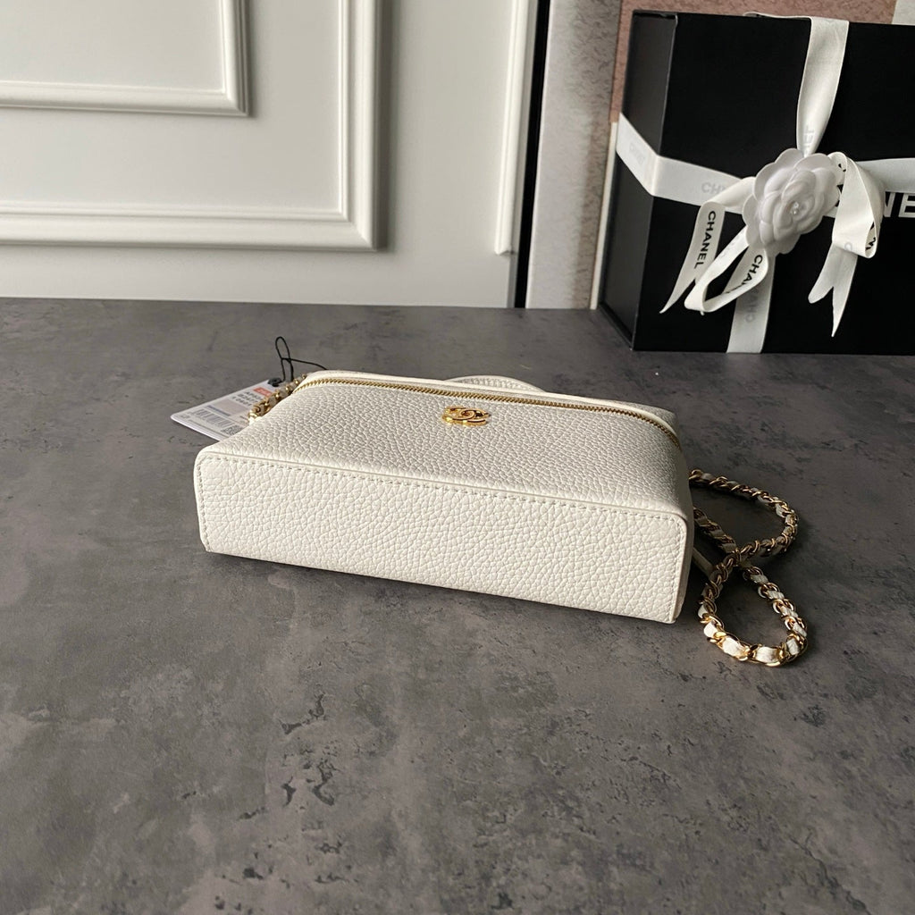 CHANEL 26S VANITY BAG 19 IN IVORY WHITE CAVIAR CALFSKIN GOLD HARDWARE