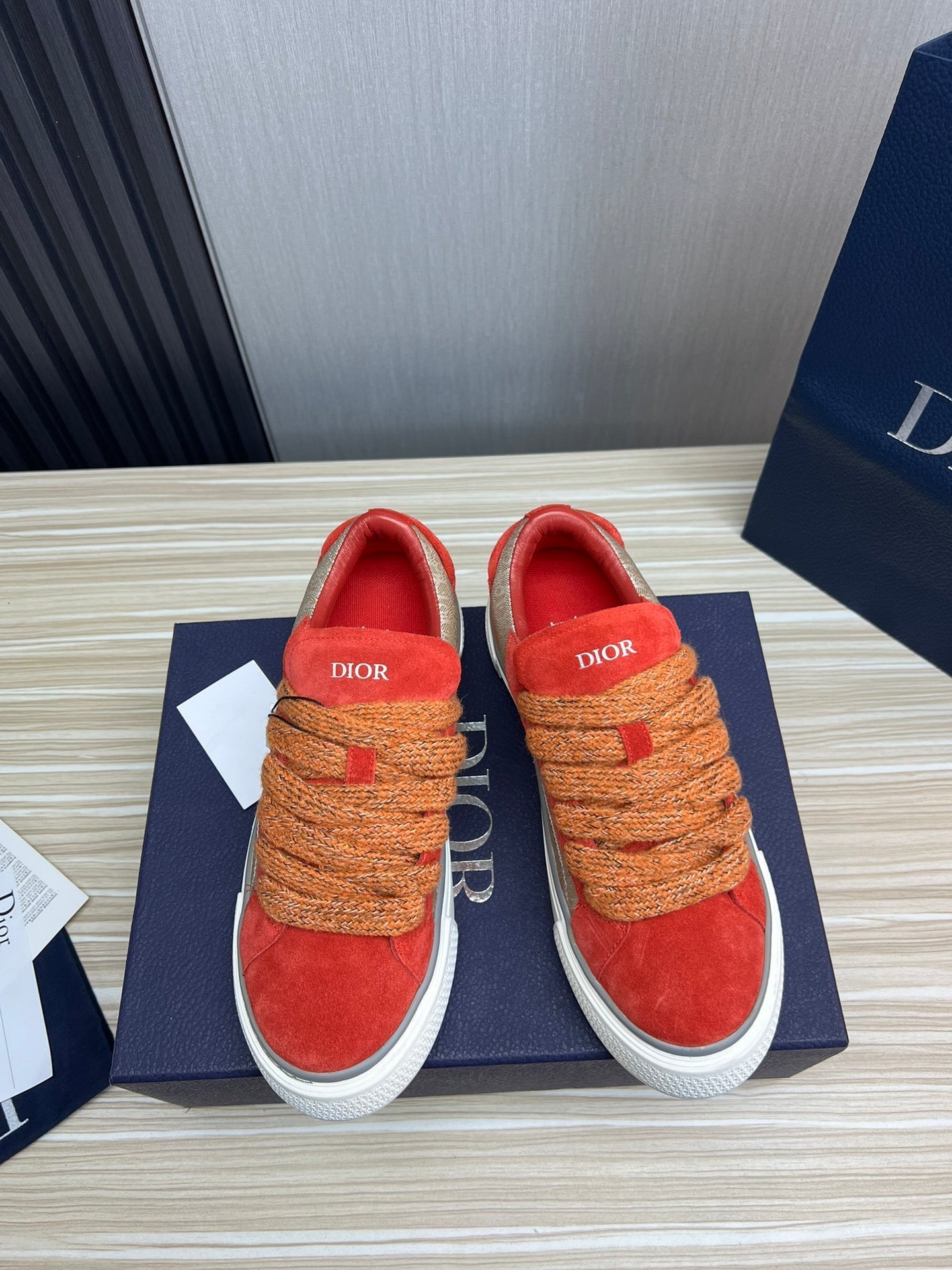CD B33 SNEAKER RED AND BROWN SUEDE
