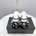 CHANEL 26S HIGH HEEL MULES 45 MM IN WHITE AND BLACK LAMBSKIN