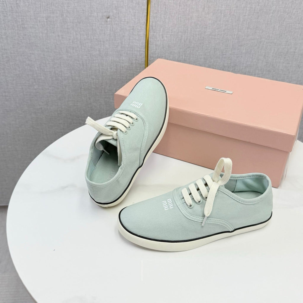 MIUMIU 26S SNEAKER IN LIGHT BLUE FABRIC