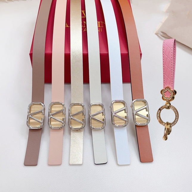 Gold Vlogo and Silver Hardware Buckle White Black Calfskin 20mm