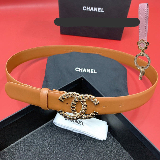 CC 26S BELT 30 MM IN CAMEL CALFSKIN GOLD TONE 660337