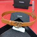 CC 26S BELT 30 MM IN CAMEL CALFSKIN GOLD TONE 660337