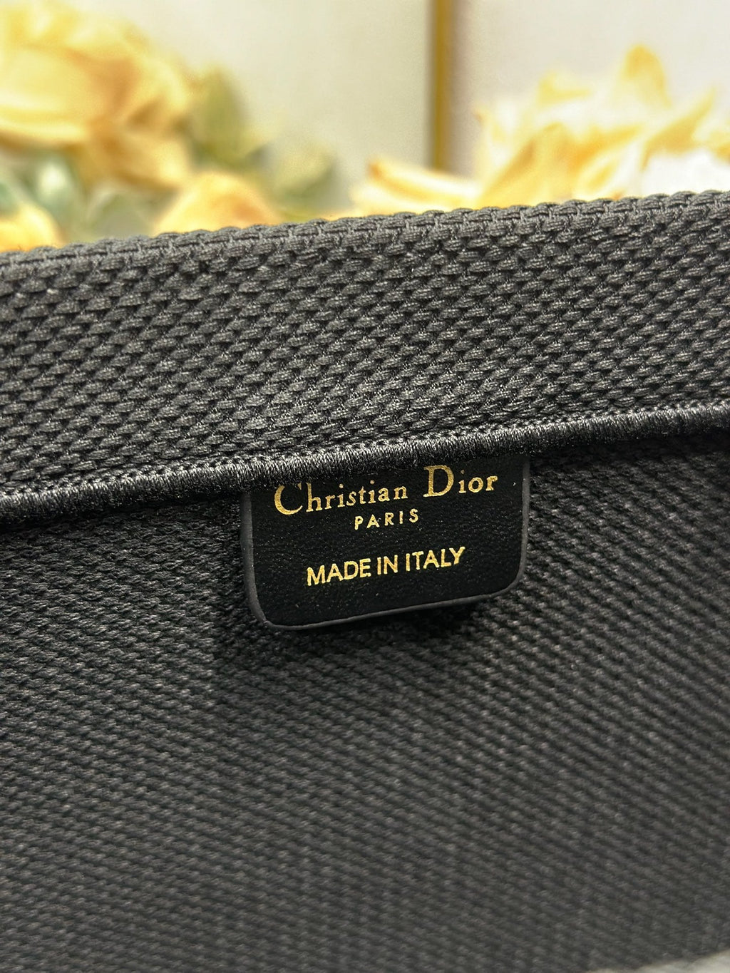 DIOR 26S BOOK TOTE BAG 42 IN BLACK EMBROIDERED LETTERING FABRIC