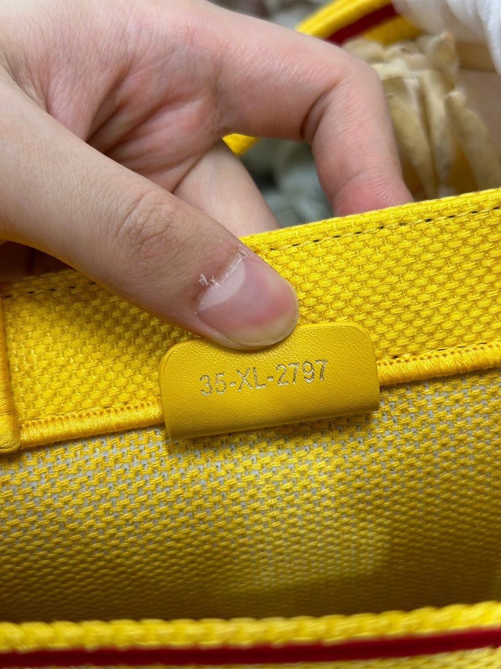 DIOR 26S BOOK TOTE BAG 26 IN YELLOW EMBROIDERED LETTERING FABRIC