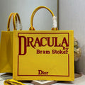 DIOR 26S BOOK TOTE BAG 42 IN YELLOW EMBROIDERED LETTERING FABRIC