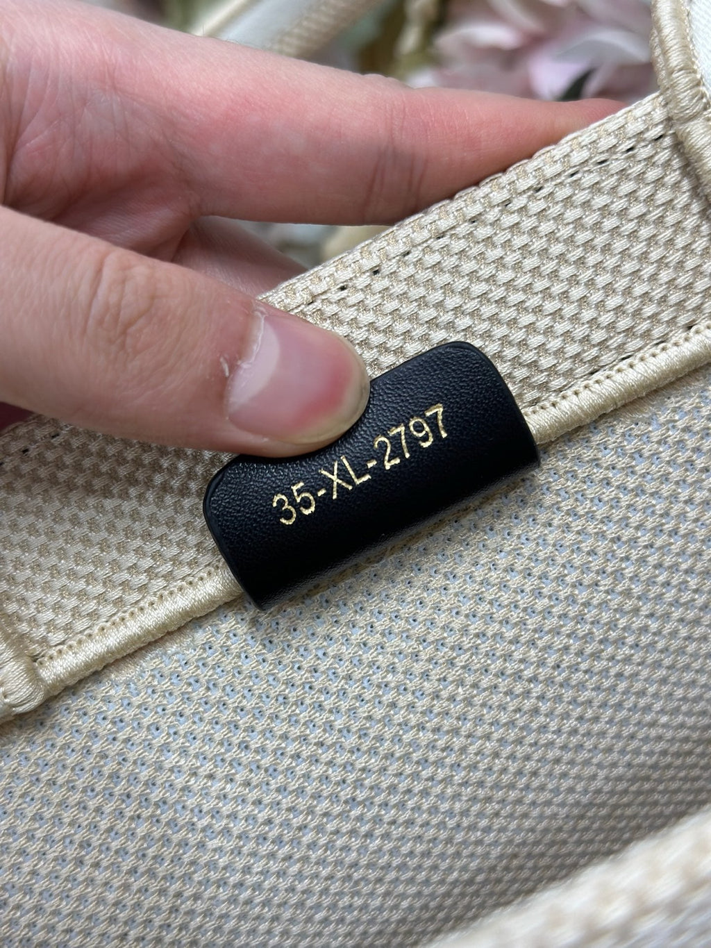DIOR 26S BOOK TOTE BAG 36 IN BEIGE EMBROIDERED LETTERING FABRIC