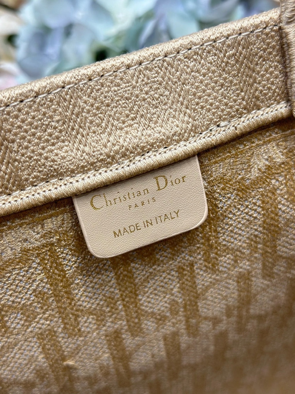 DIOR 26S BOOK TOTE BAG 42 IN BEIGE BAYADERE FABRIC