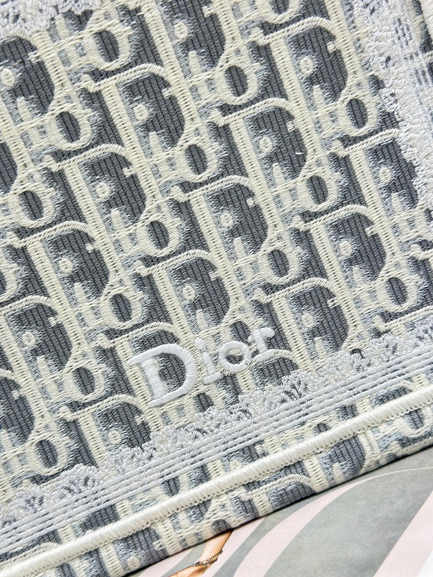DIOR 26S  BOOK TOTE BAG 20 IN GREY AND BEIGE FABRIC OBLIQUE FABRIC