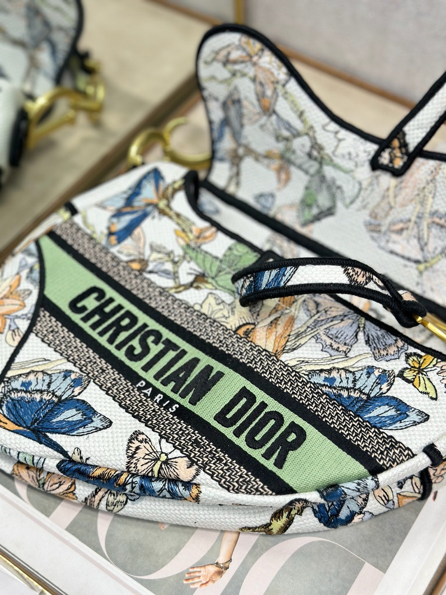DIOR 26S SADDLE BAG 25 IN MUTICOLOR WOVEN FABRIC STYLE 3