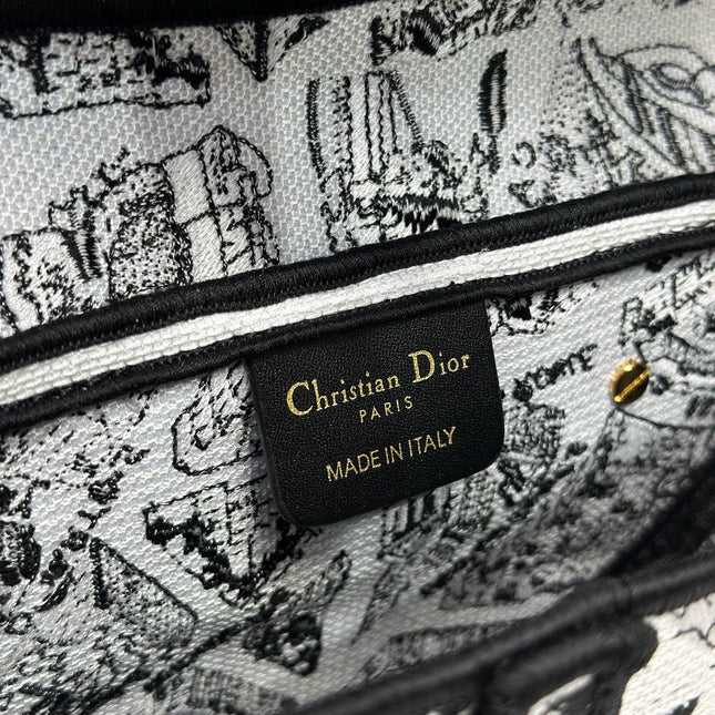 DIOR 26S SADDLE BAG 25 IN WHITE MIX BLACK WOVEN FABRIC