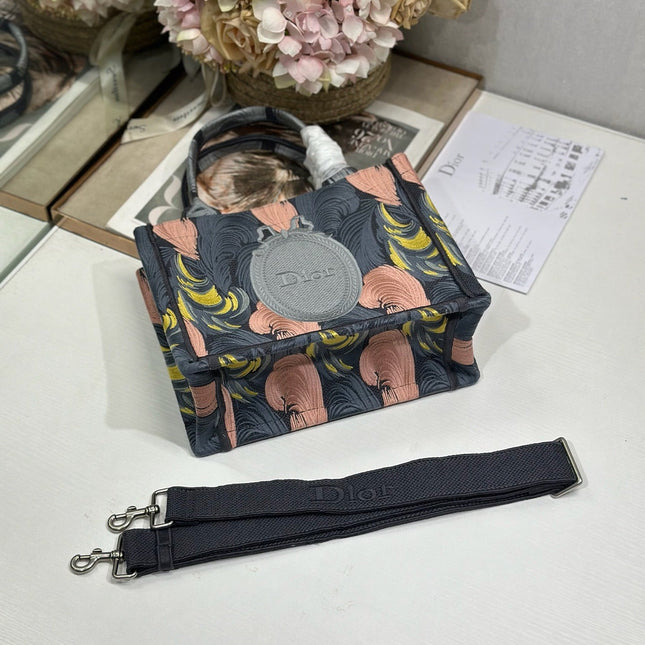 DIOR 26S MINI BOOK TOTE 26 IN MULTICOLOR WOVEN FABRIC