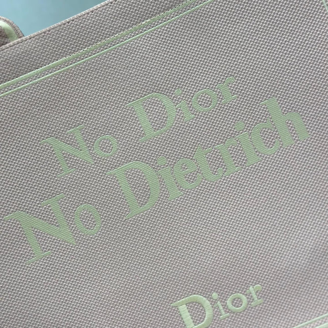 DIOR 26S LARGE BOOK TOTE 42 IN LIGHT PINK WOVEN FABRIC
