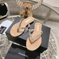 RHINESTONES THONG SANDAL IN SEPIA TAN SUEDE