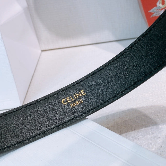 TRIOMPHE BELT 2.5 CM IN BLACK CALFSKIN GOLD HARDWARE 631597