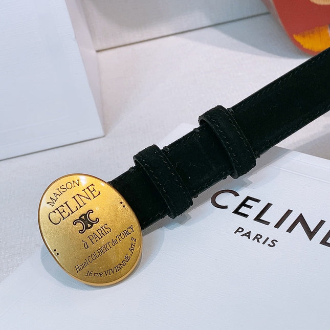 TRIOMPHE BELT 2.5 CM IN BLACK CALFSKIN GOLD HARDWARE 631597