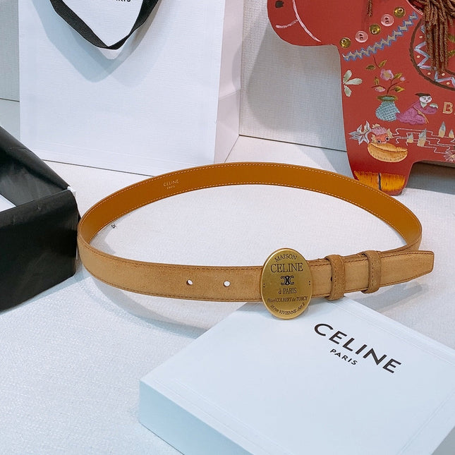 TRIOMPHE BELT 2.5 CM IN BROWN SUEDE GOLD HARDWARE 631598
