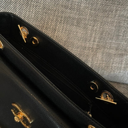 CHANEL 26S FLAP SHOULDER BAG 26 IN BLACK CAVIAR CALFSKIN GOLD HARDWARE