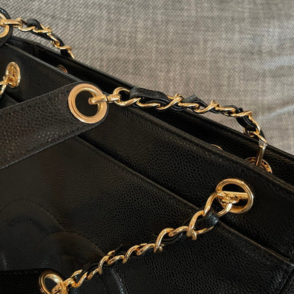 CHANEL 26S FLAP SHOULDER BAG 26 IN BLACK CAVIAR CALFSKIN GOLD HARDWARE
