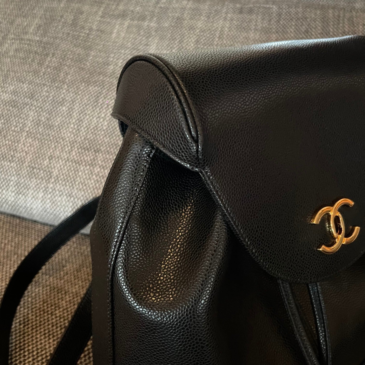 CHANEL 26S BACKPACK 34 IN BLACK GRAINED CALFSKIN GOLD HARDWARE