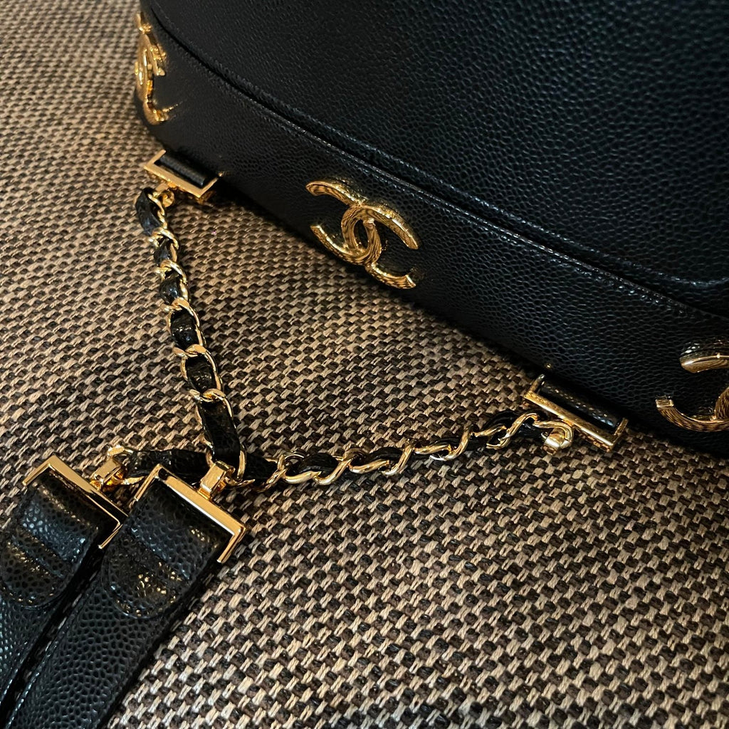 CHANEL 26S BACKPACK 34 IN BLACK GRAINED CALFSKIN GOLD HARDWARE