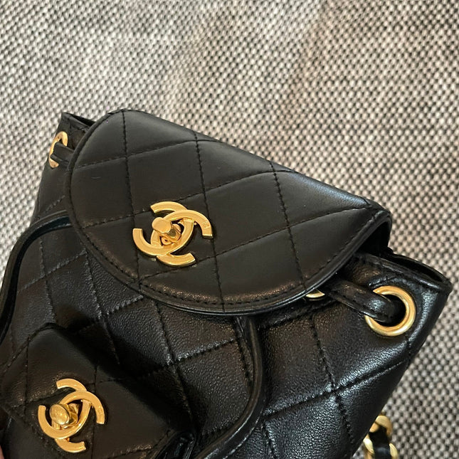 CHANEL 26S BACKPACK 17 IN BLACK QUILTED LAMBSKIN GOLD HARDWARE