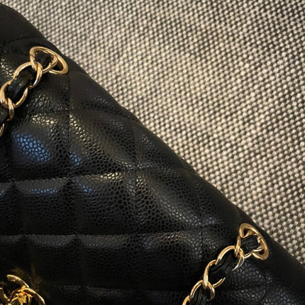 CHANEL 26S FLAP SHOULDER BAG 22 IN BLACK CAVIAR CALFSKIN GOLD HARDWARE