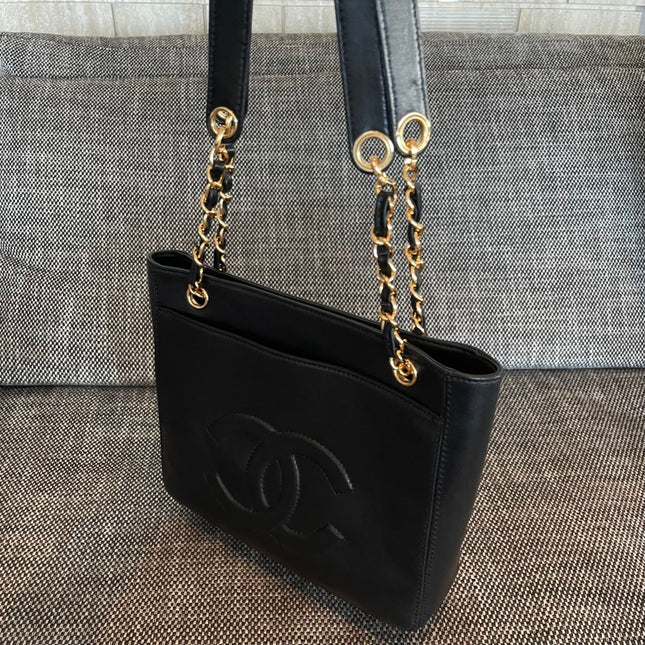 CHANEL 26S FLAP SHOULDER BAG 26 IN BLACK LAMBSKIN GOLD HARDWARE
