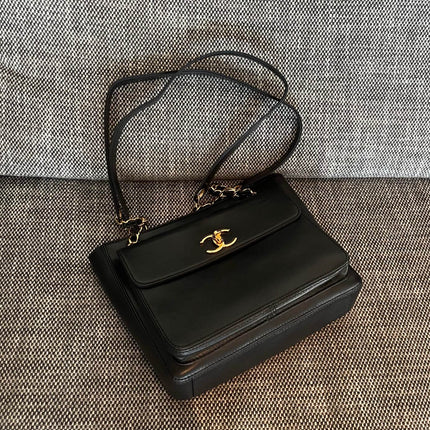CHANEL 26S FLAP SHOULDER BAG 26 IN BLACK LAMBSKIN GOLD HARDWARE