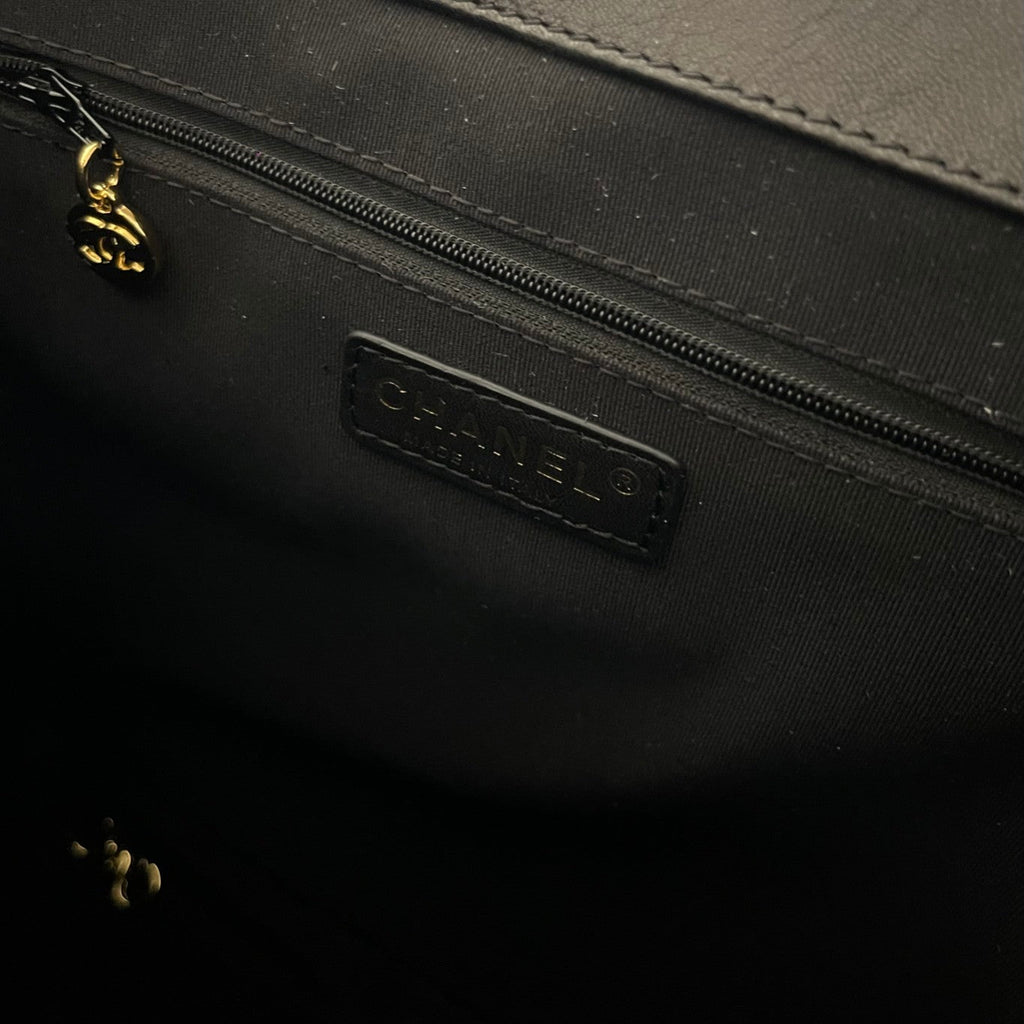 CHANEL 26S TOP HANDLE SHOPPING BAG 34 IN BLACK LAMBSKIN GOLD HARDWARE