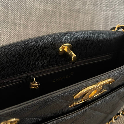 CHANEL 26S QUILTED SHOPPING TOTE BAG 28 IN BLACK CAVIAR CALFSKIN GOLD HARDWARE