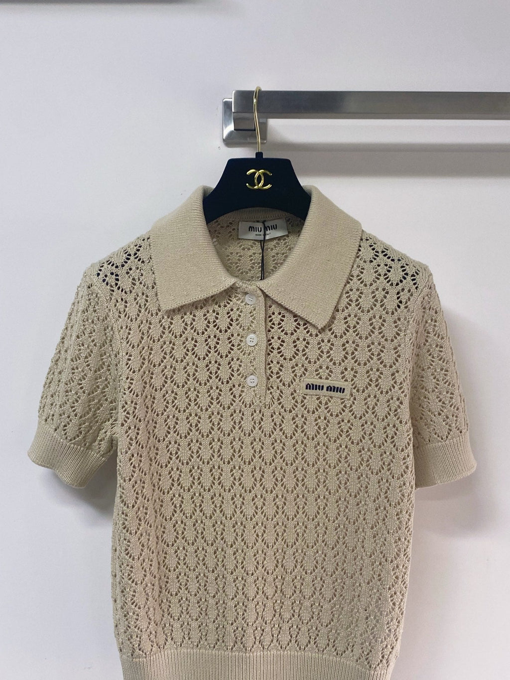 MIUMIU 26S SHORT-SLEEVED KNIT POLO SHIRT STYLE 1137