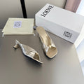 LOEWE 26S HEELED SANDALS 45MM IN GOLD CALFSKIN