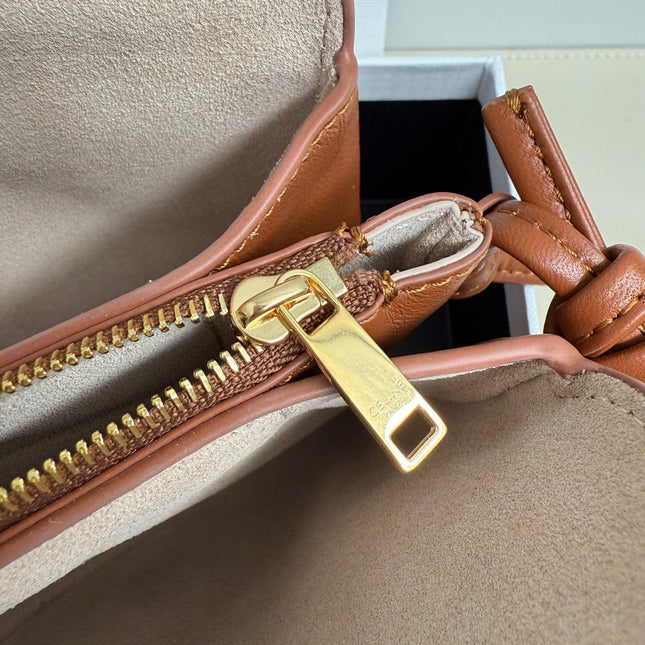CELINE 25S TRIO FLAP 22MM IN BURNT ORANGE SMOOTH LAMBSKIN GOLD HARDWARE