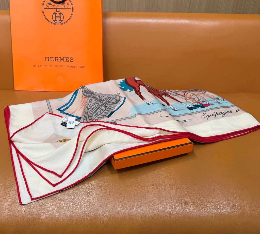 HERMES 26S SCARF 140 IN CASHMERE AND SILK 305965