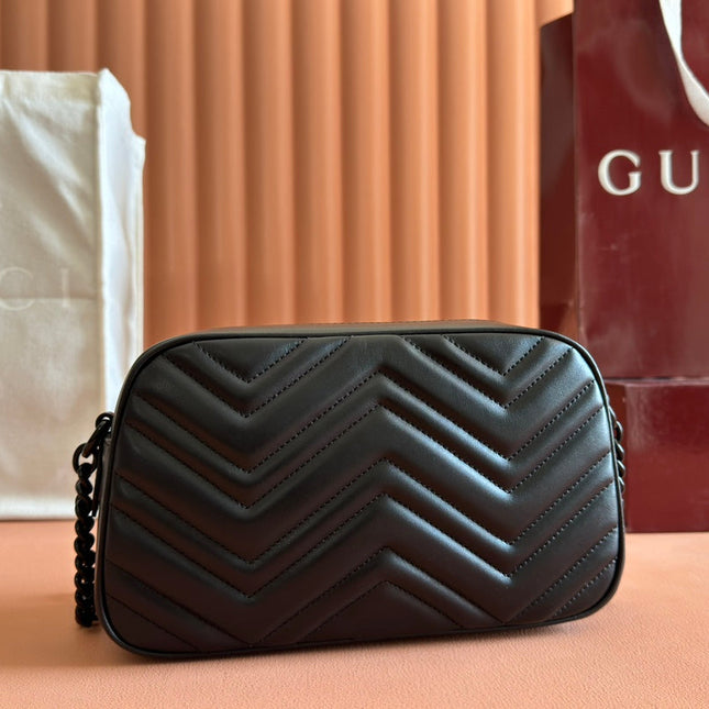 GG Marmont Small 24 in Black Calfskin and Hardware